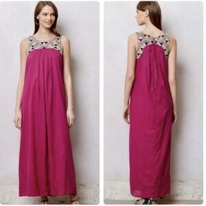 Maeve Fuchsia Maxi Dress with Geometric Detail